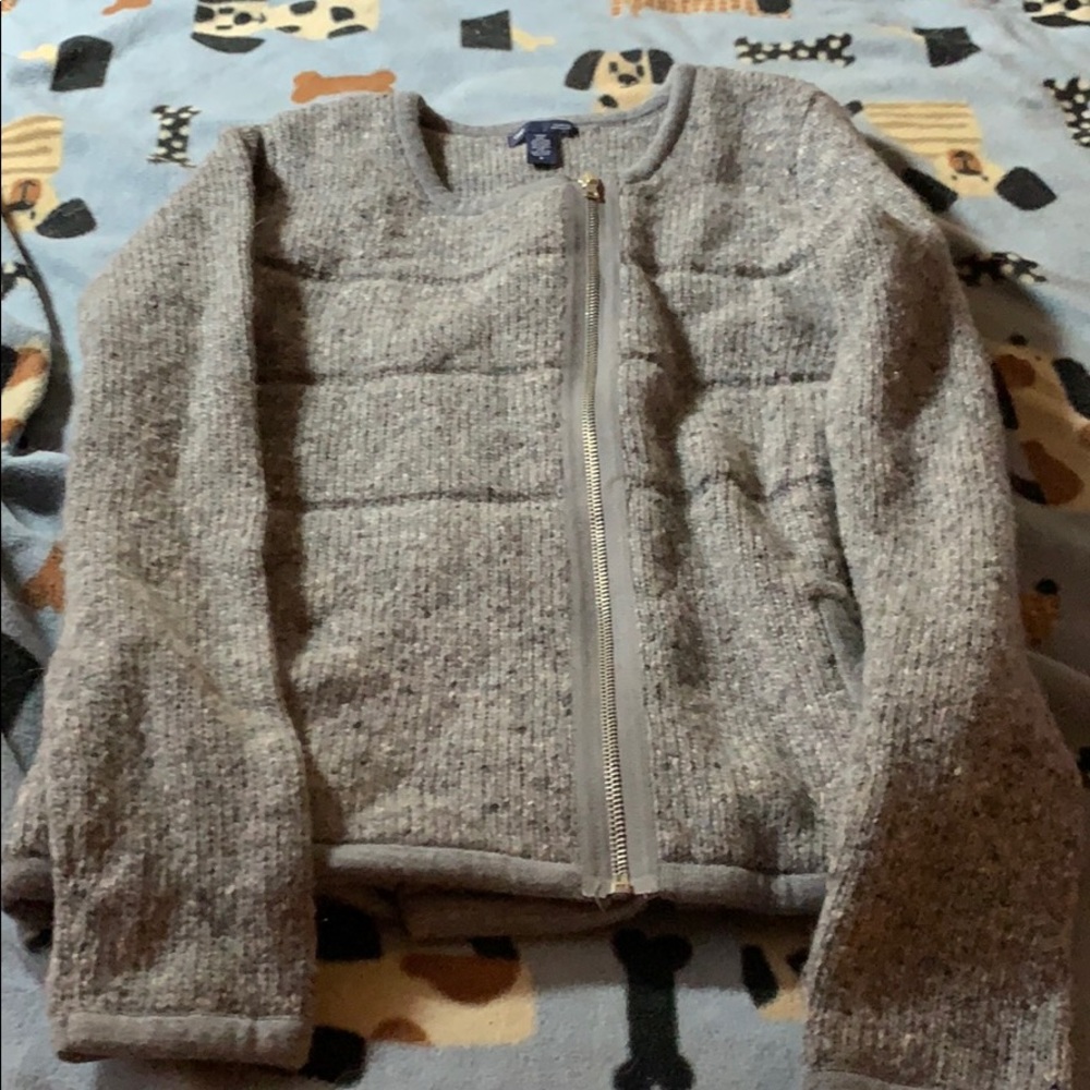 Grey wool zip sweater from the gap